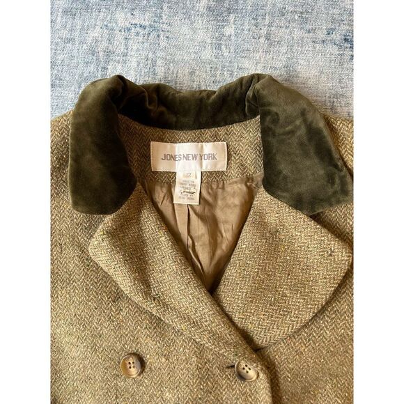 Vintage Jones New York Wool Silk Double Breasted Blazer Velvet Collar Size 12 - Picture 5 of 12